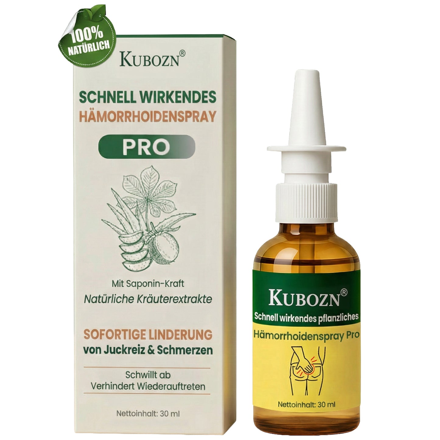 KUBOZN® Pflanzliches Hämorrhoiden-Sofort-Spray Pro